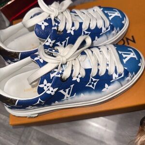 Louis Vuitton Blue and White Monogram Sneakers